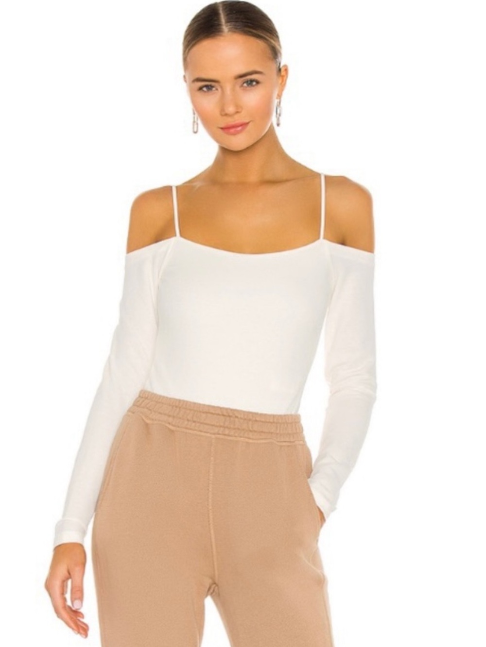 AllSaints Audrey Off-Shoulder Bodysuit in Cream Size 4